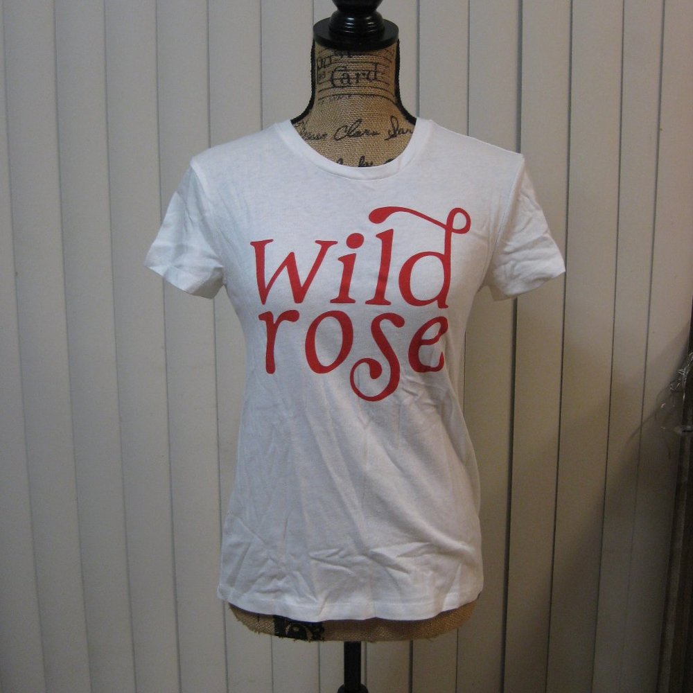 NWT Express white Wild Rose graphic t shirt top XS extra small